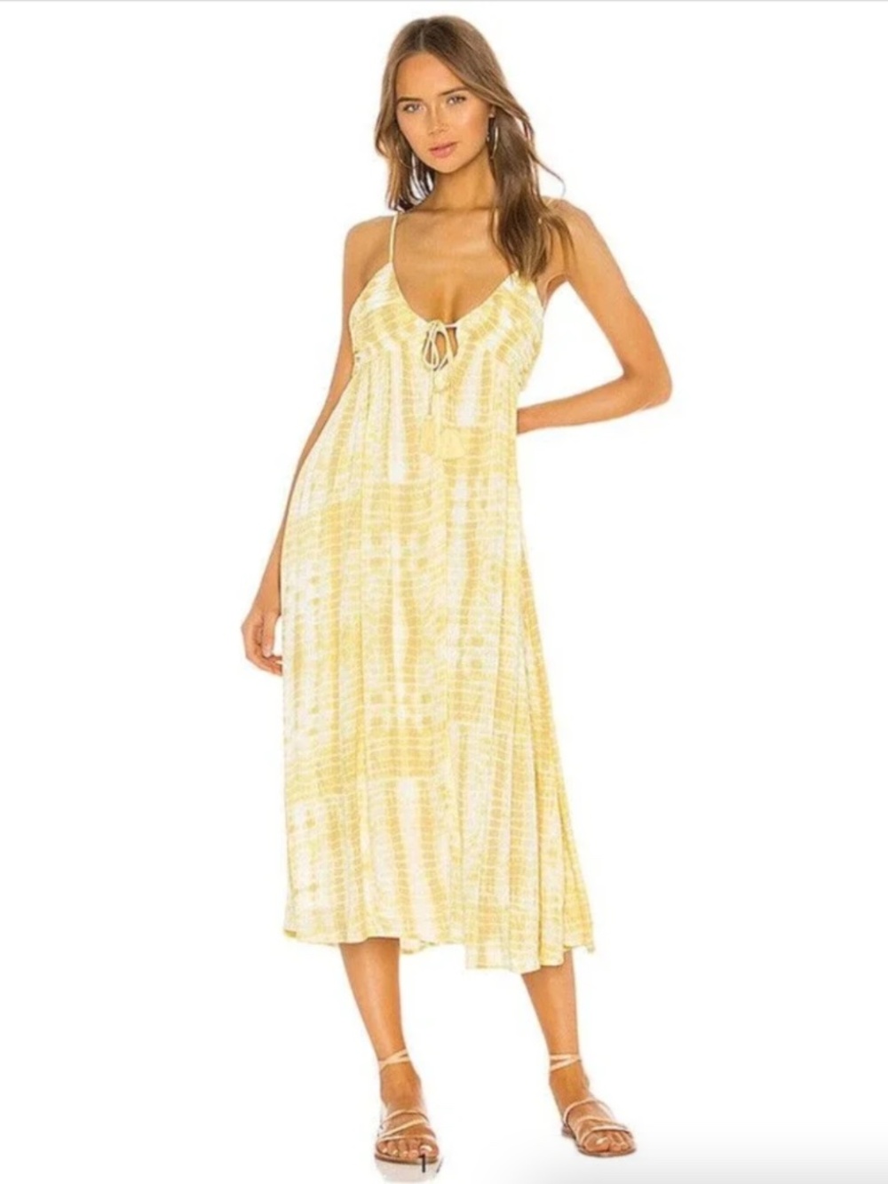 Majorelle Kiara Yellow Tie Dye Maxi Dress Women’s Size Large